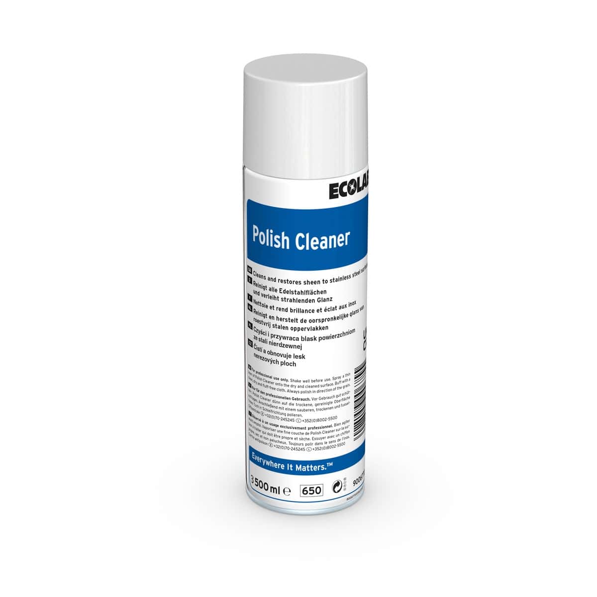 Ecolab Politurreiniger 500 ml Dose Ecolab Polish Cleaner 500 ml Dose mit sichtbarem Etikett und Deckel.