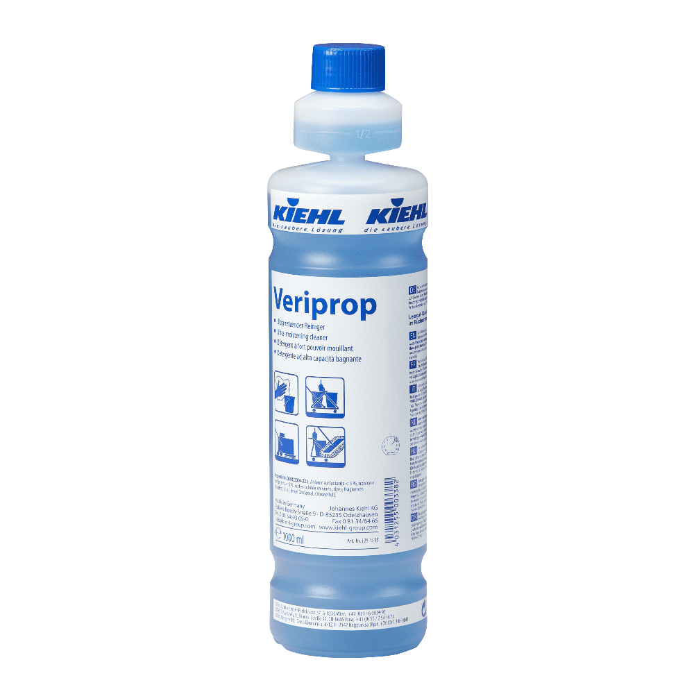 Kiehl Veriprop Unterhaltsreiniger in blauer 1000 ml Dosierflasche für die professionelle Bodenreinigung Kiehl Veriprop Unterhaltsreiniger in blauer 1000 ml Dosierflasche für die professionelle Bodenreinigung