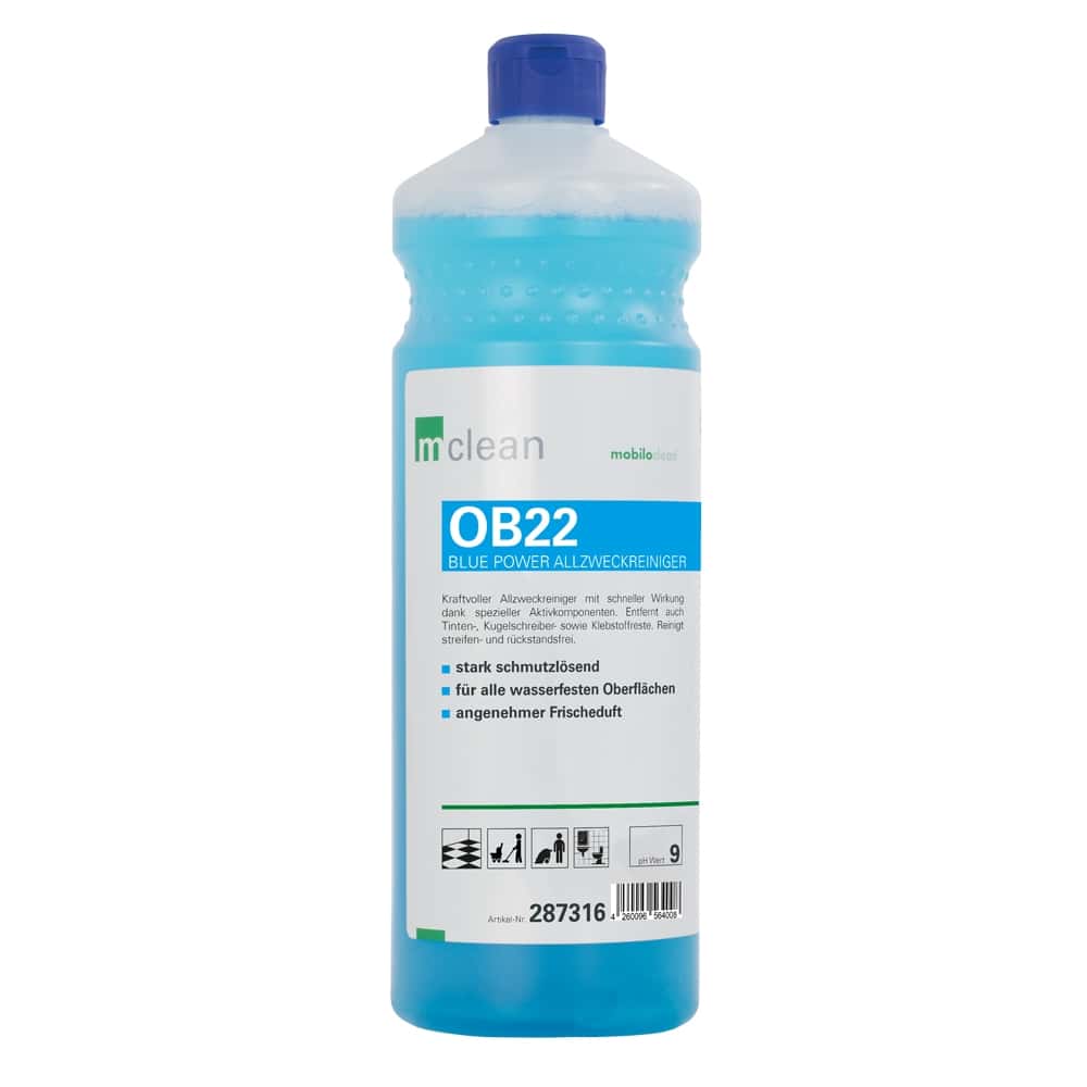 mclean OB22 Blue Power Allzweckreiniger in blauer Flasche mit blauem Schraubverschluss für professionelle Reinigung mclean OB22 Blue Power Allzweckreiniger in blauer Flasche mit blauem Schraubverschluss für professionelle Reinigung