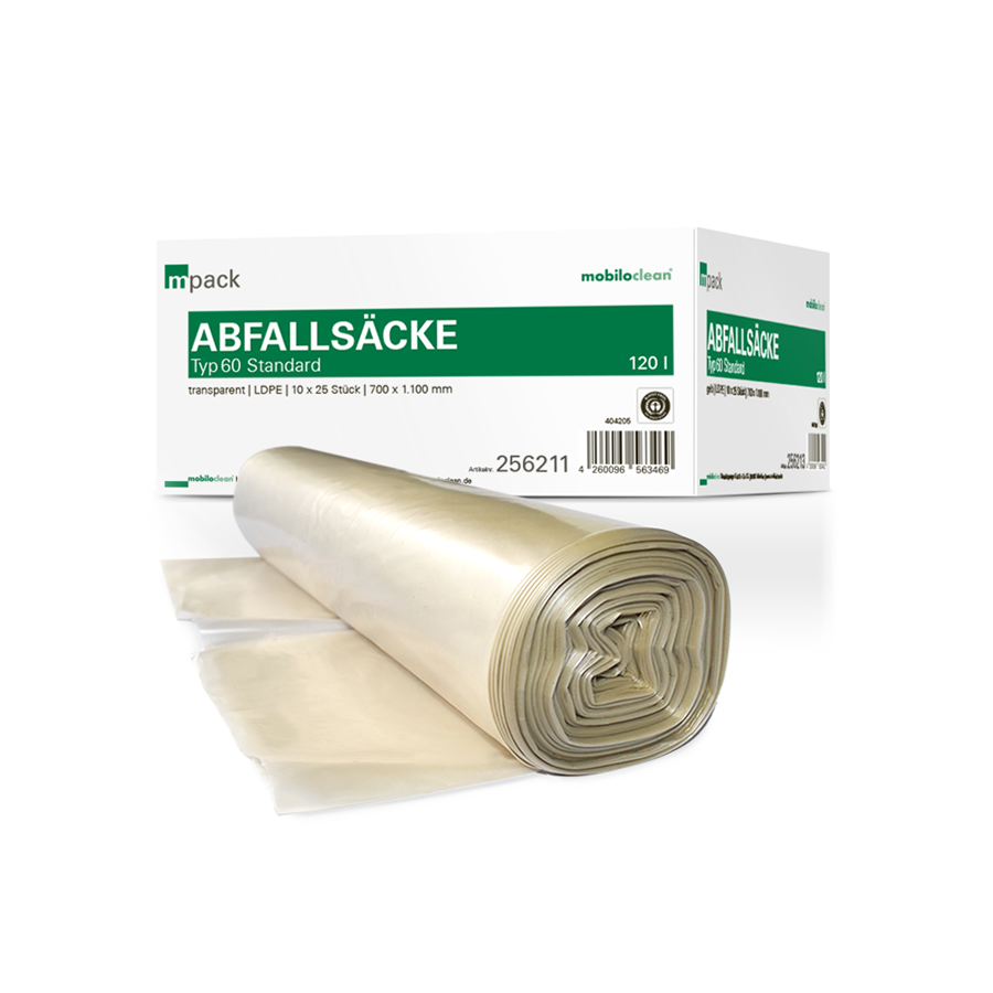 mpack Abfallsäcke 120 Liter T60 (36my) transparent