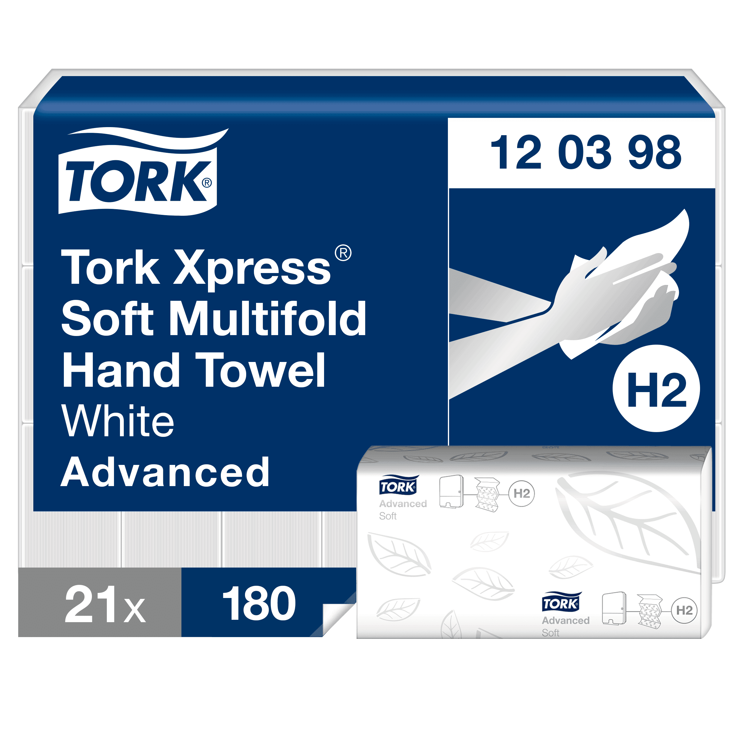 Tork Xpress Soft Multifold Handtücher Weiche, mehrfach gefaltete Tork Xpress-Handtücher in Weiß mit H2-Systemkompatibilität für professionelle Gebäudehygiene