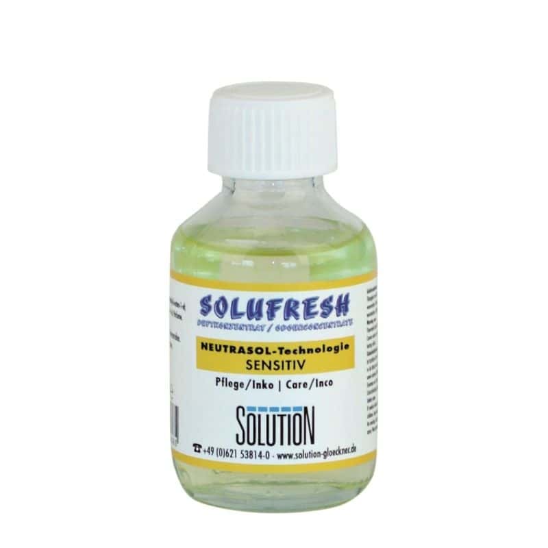SoluFresh Reinigungslösungsflasche SoluFresh Reinigungslösung in einer kleinen Flasche mit weißem Verschluss.
