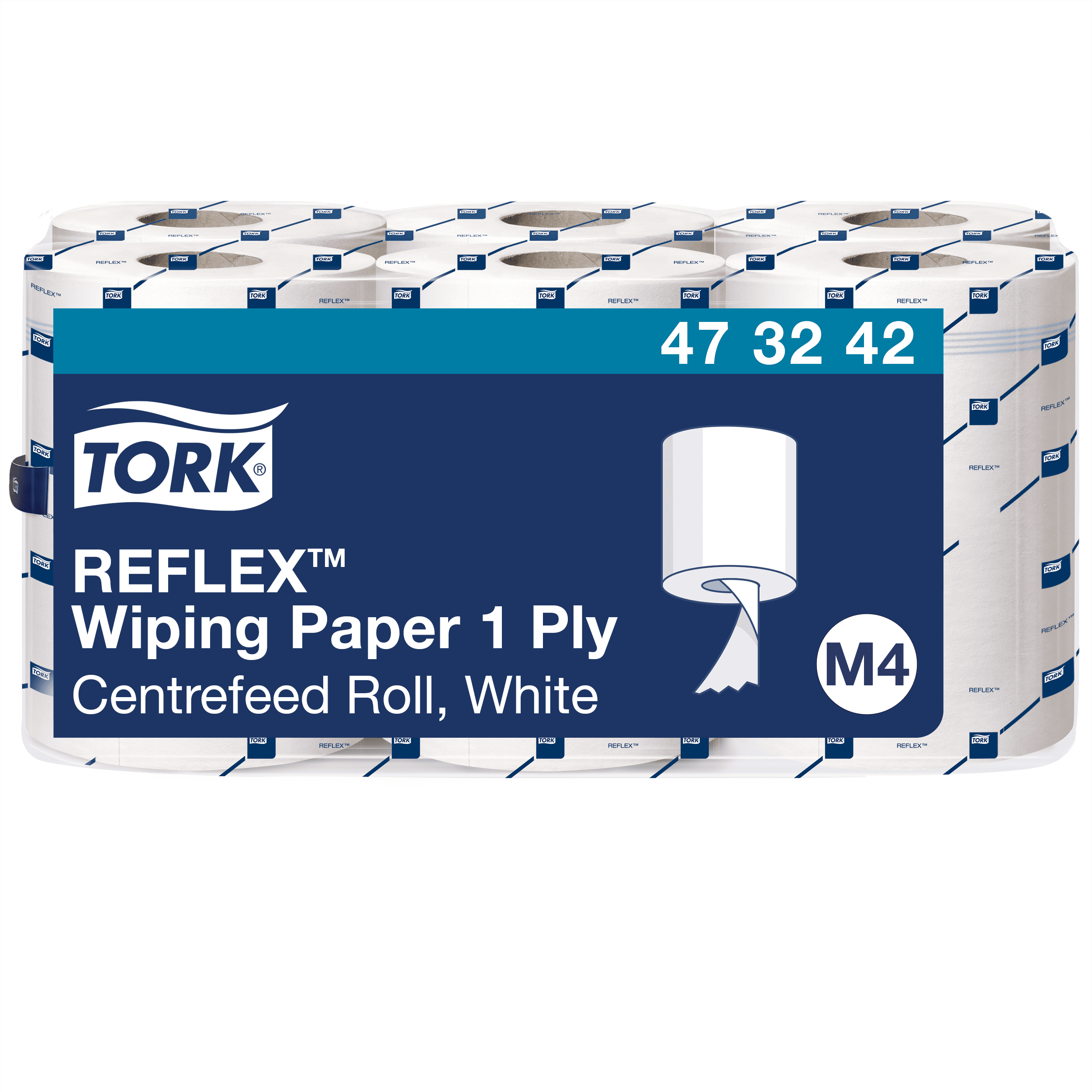 Tork Reflex M4 Wischpapierrolle Tork Reflex M4 weißes Wischpapier in Rollenverpackung mit Zentralzuführung.