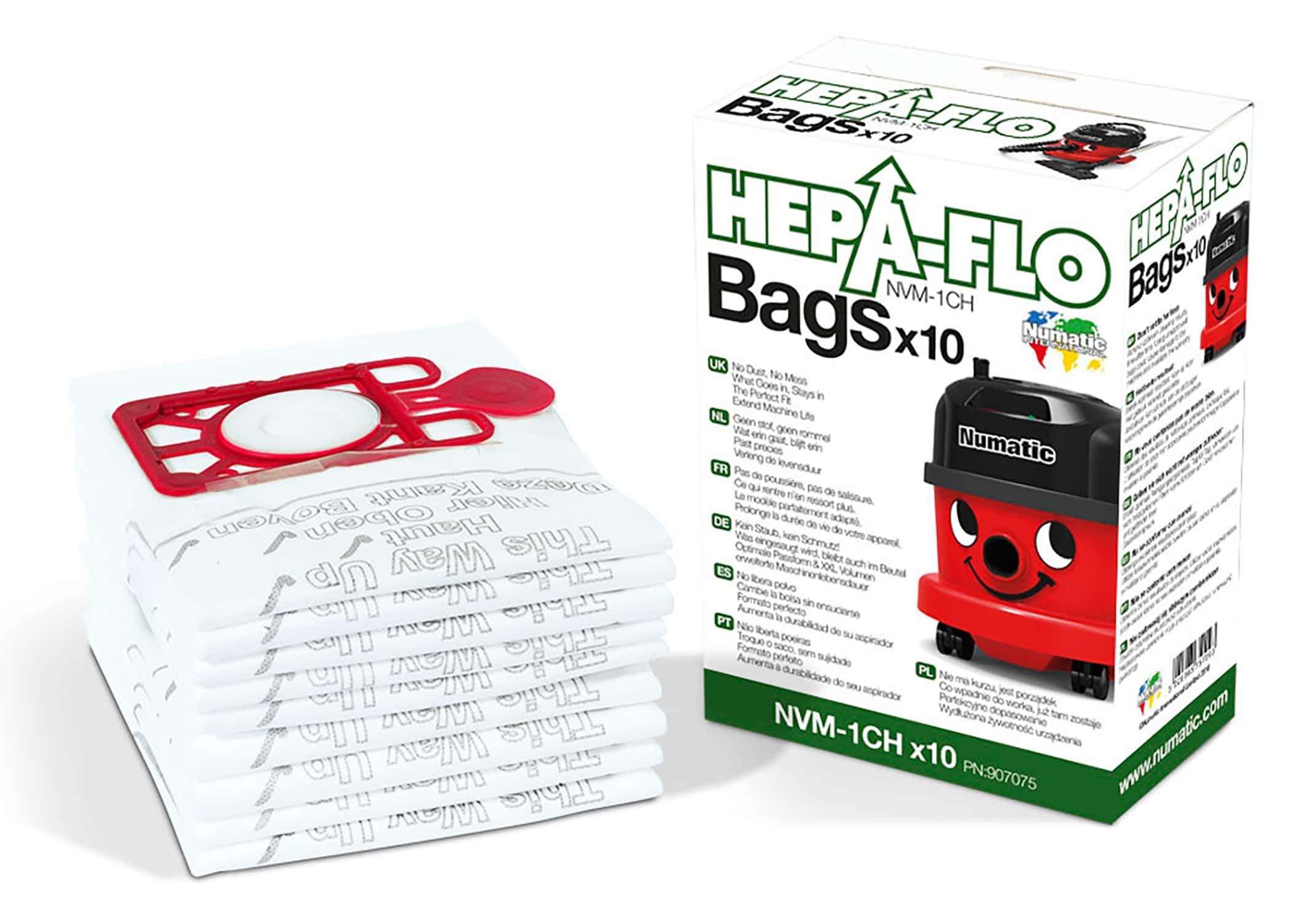 Numatic HEPA-FLO Staubsaugerbeutel NVM-1CH im 10er-Pack mit rotem Verschluss für Numatic Staubsauger Numatic HEPA-FLO Staubsaugerbeutel NVM-1CH im 10er-Pack mit rotem Verschluss für Numatic Staubsauger