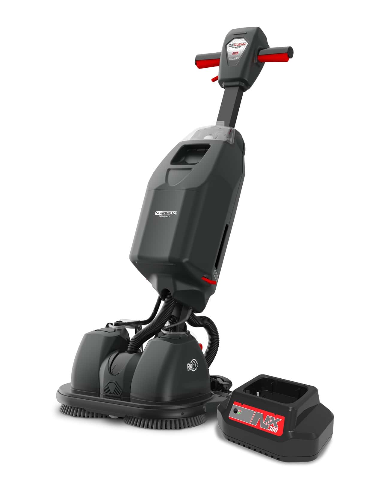 Numatic NUCLEAN Kompakt-Scheuersaugmaschine Numatic NUCLEAN Kompakte Scheuersaugmaschine mit Akku und Doppelbürstenkopf für die professionelle Bodenreinigung im Gewerbe