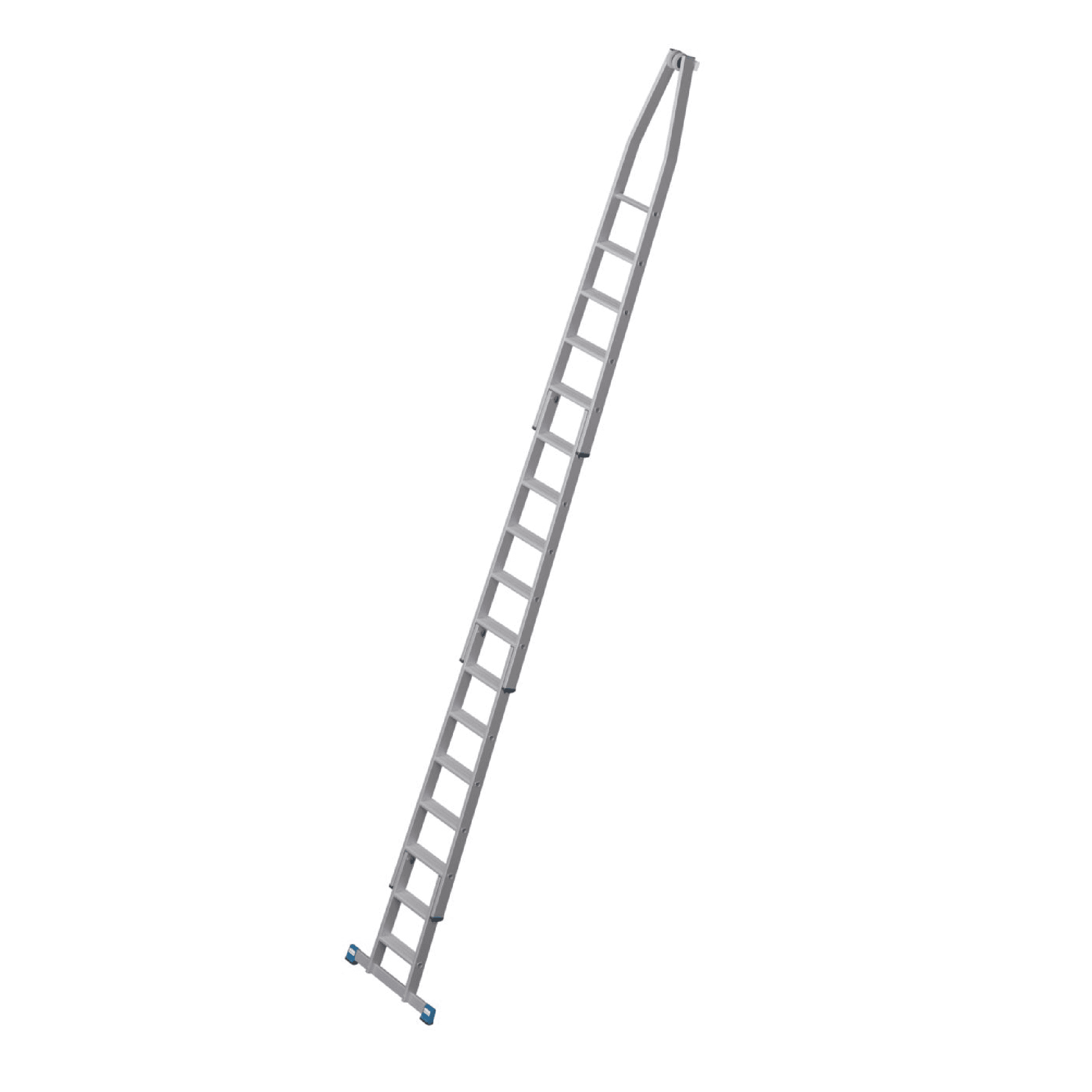 Ausziehbare Aluminiumleiter für professionelle Reinigung Ausziehbare Aluminiumleiter mit konischem Oberteil und breiten Standfüßen für stabilen Zugang bei der professionellen Reinigung
