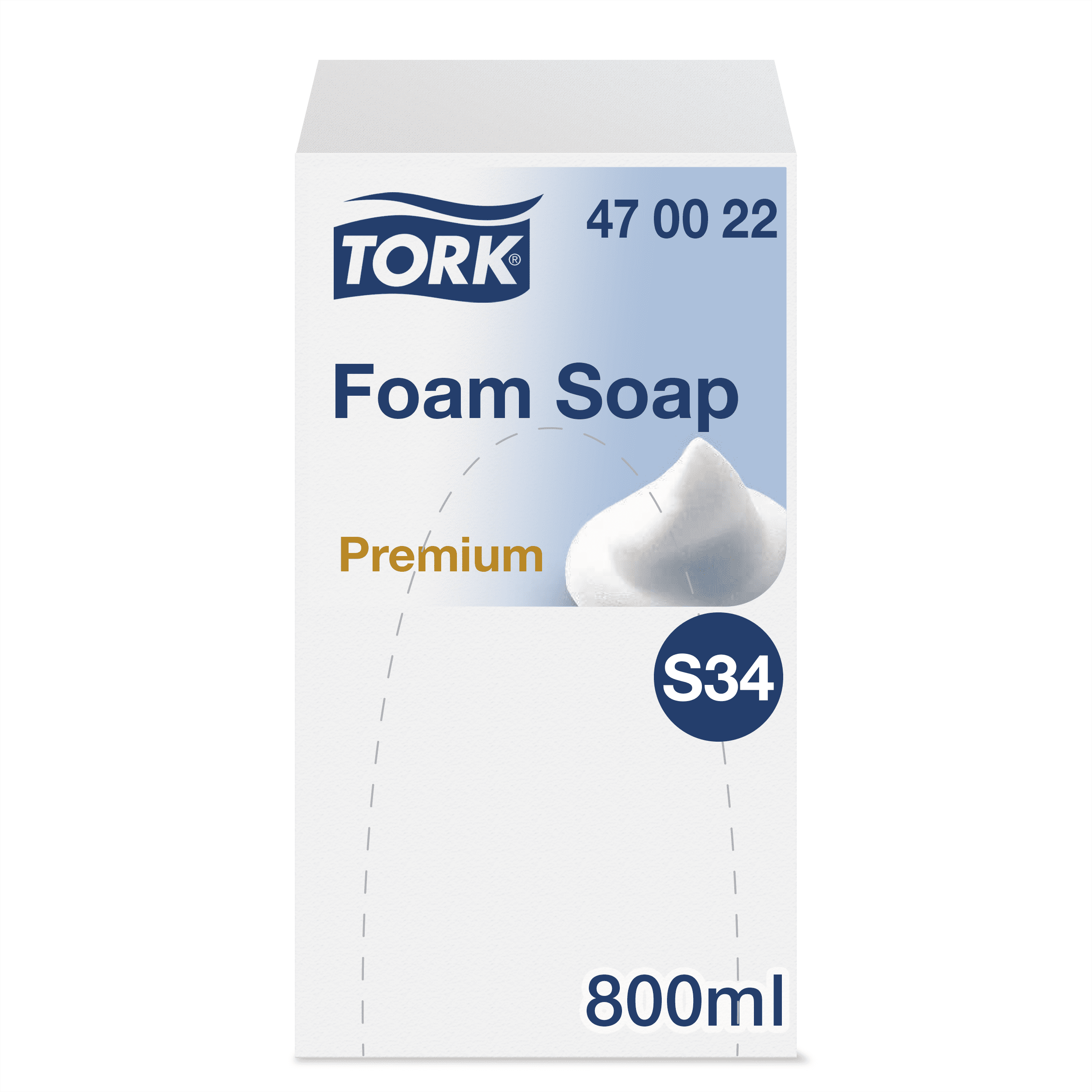 Tork Schaumseife S34 Premium 800 ml Tork Schaumseife S34 Premium-Verpackung mit 800-ml-Etikett