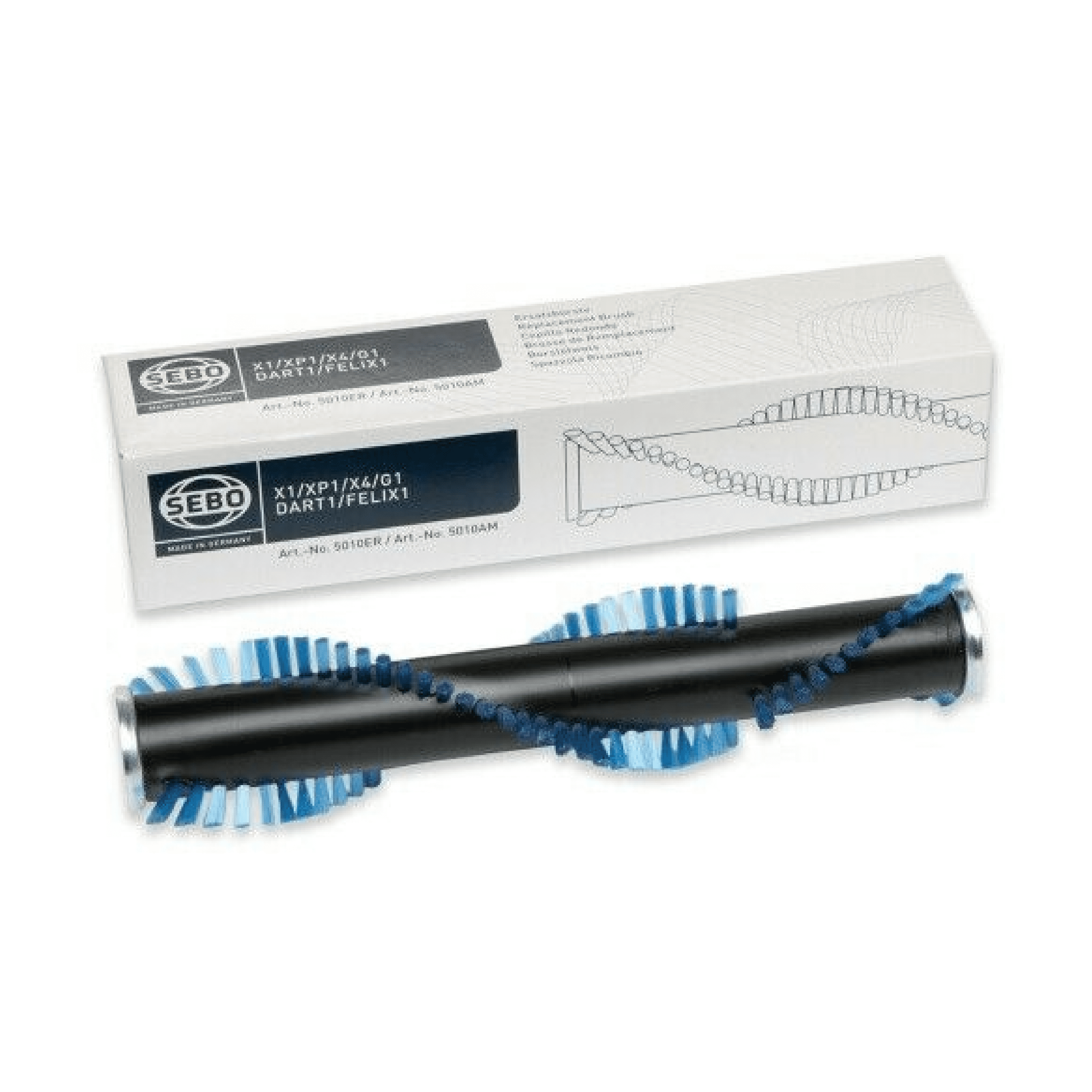 Sebo Ersatzbürstenrolle Sebo Bürstenwalze für Handstaubsauger mit blauen Borsten und original weißer Verpackung für die professionelle Reinigung