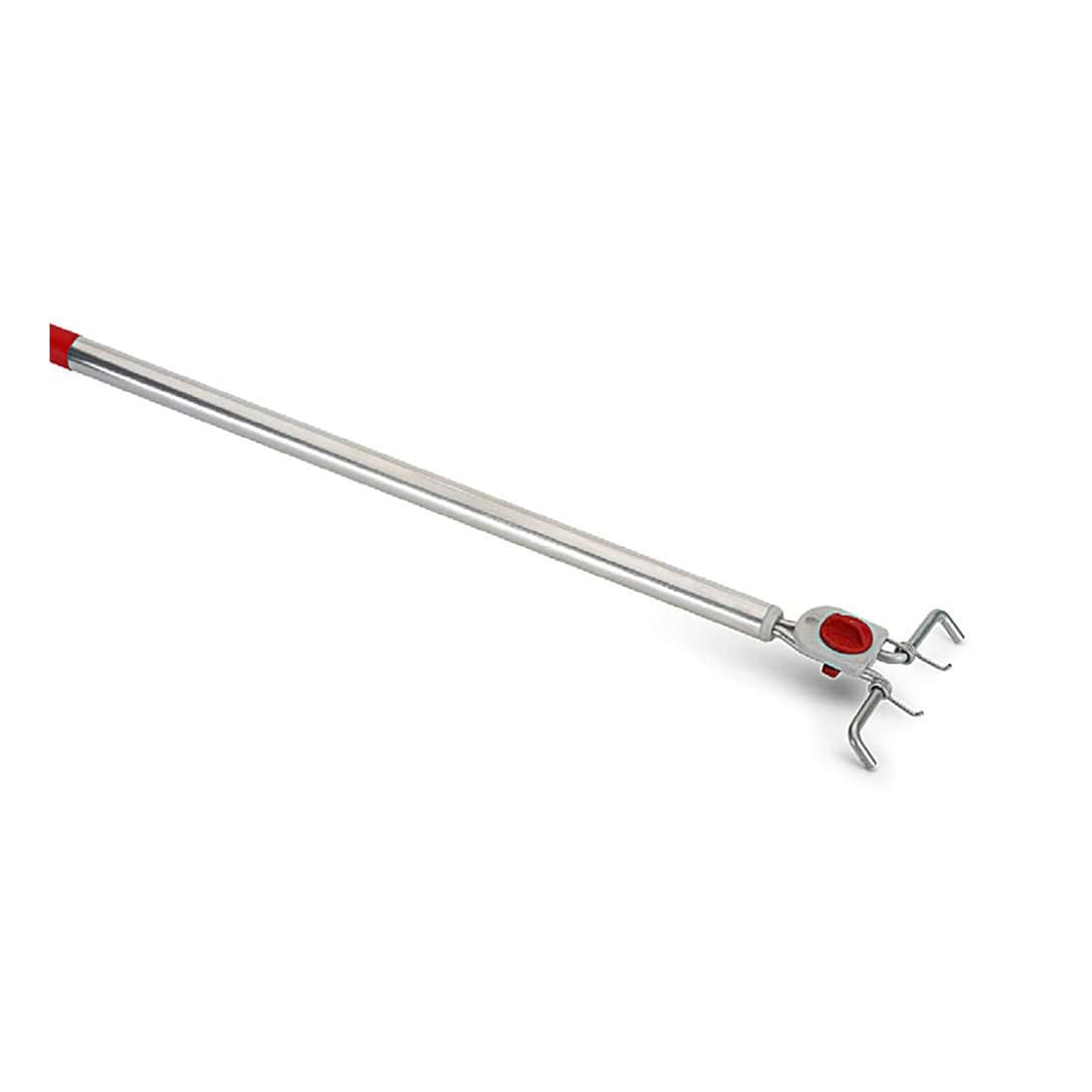 Reinigungsstange aus Aluminium mit Haken Reinigungsstab aus Aluminium mit roter Kunststoffspitze und Doppelhaken.