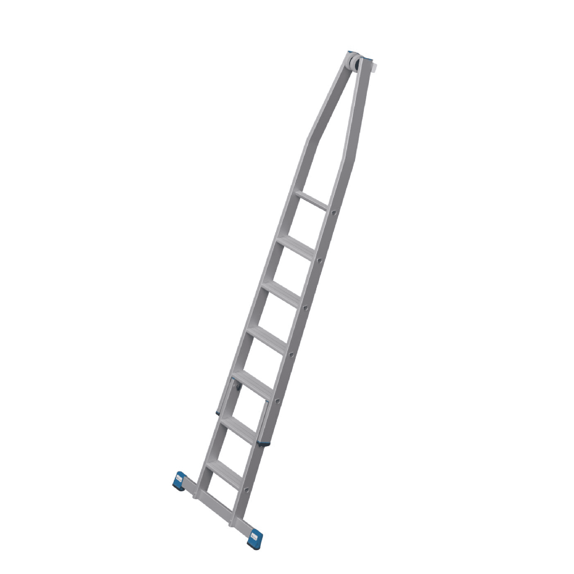 Aluminiumleiter mit sechs Stufen Aluminiumleiter mit sechs Stufen und blauen Gummifüßen für Stabilität