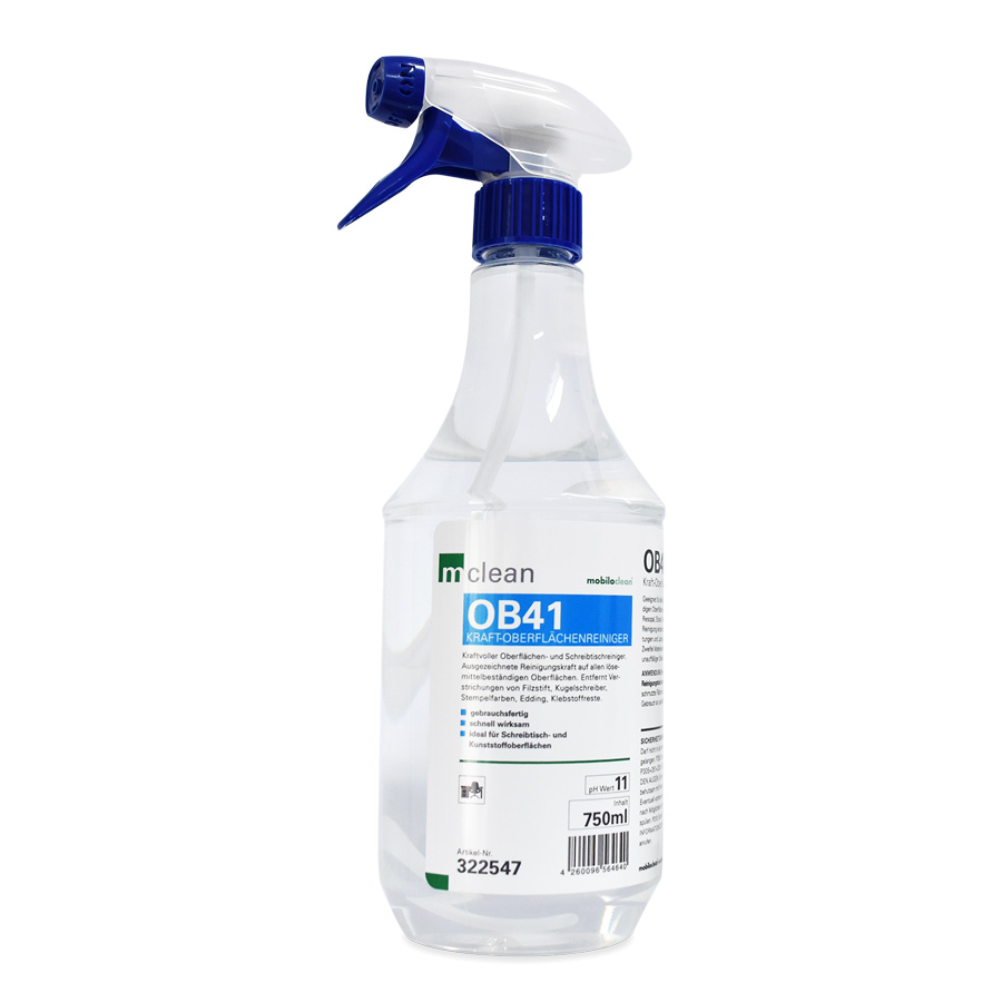 Mclean OB41 Oberflächenreiniger in einer 750-ml-Sprühflasche mit blauem Sprühkopf für professionelle Büroreinigungsaufgaben
