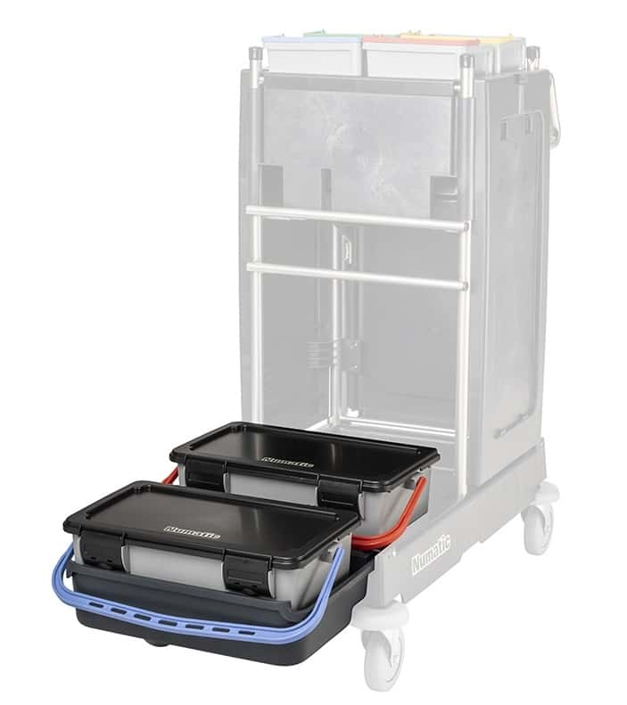 Numatic Reinigungswagen mit abnehmbaren Behältern Numatic Reinigungswagen mit zwei abnehmbaren Behältern in Schwarz und Grau.