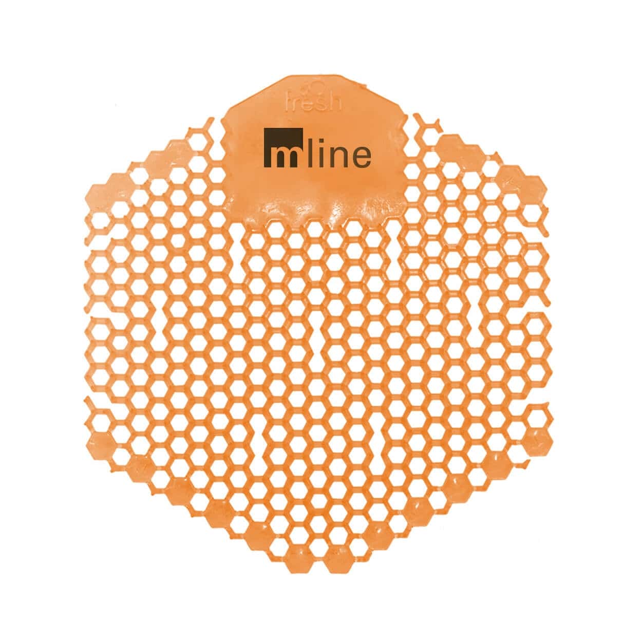 Orange mline Urinalsieb Orange Mline-Urinalsieb mit sechseckigem Wabenmuster zur wirksamen Geruchskontrolle in professionellen Sanitäranlagen