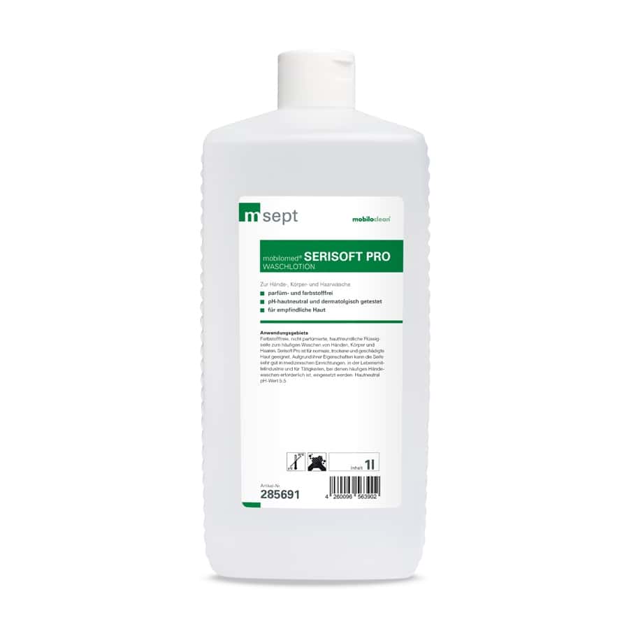mobilomed Serisoft Pro Waschlotion 1 L mobilomed® Serisoft Pro 1 l Waschlotion in der Flasche mit Etikett