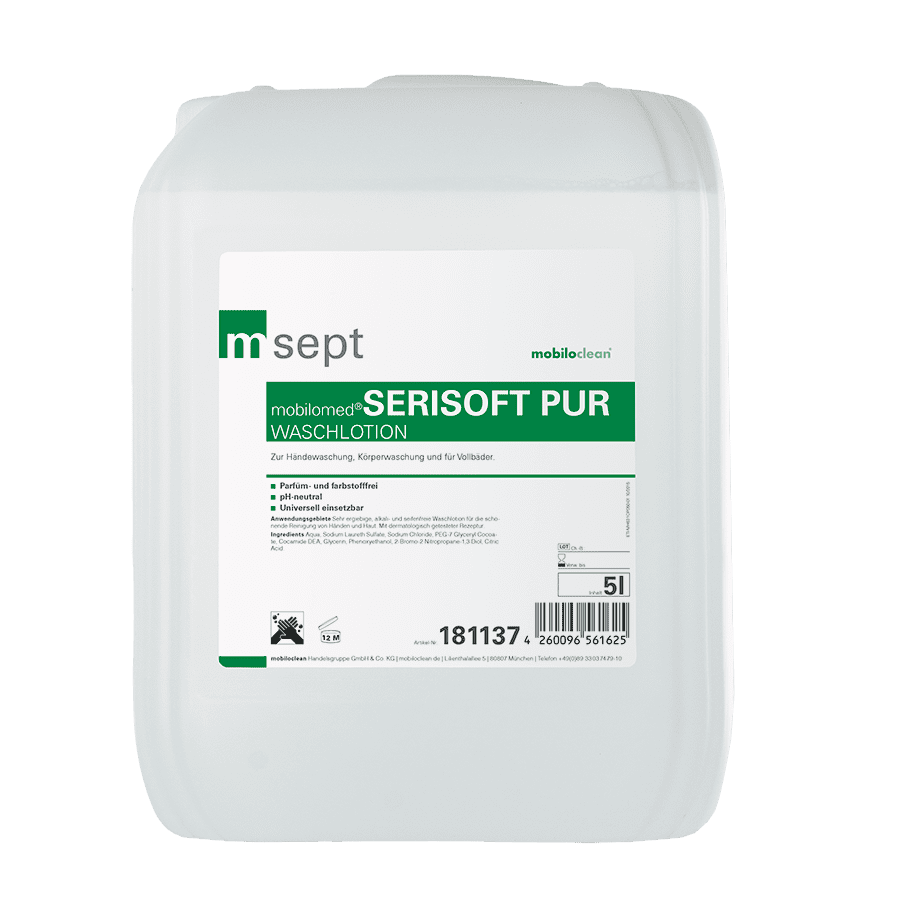 Mobilomed Serisoft Pur Waschlotion 5L 5-Liter-Gebinde mobilomed Serisoft Pur Waschlotion zur Körper- und Handwäsche
