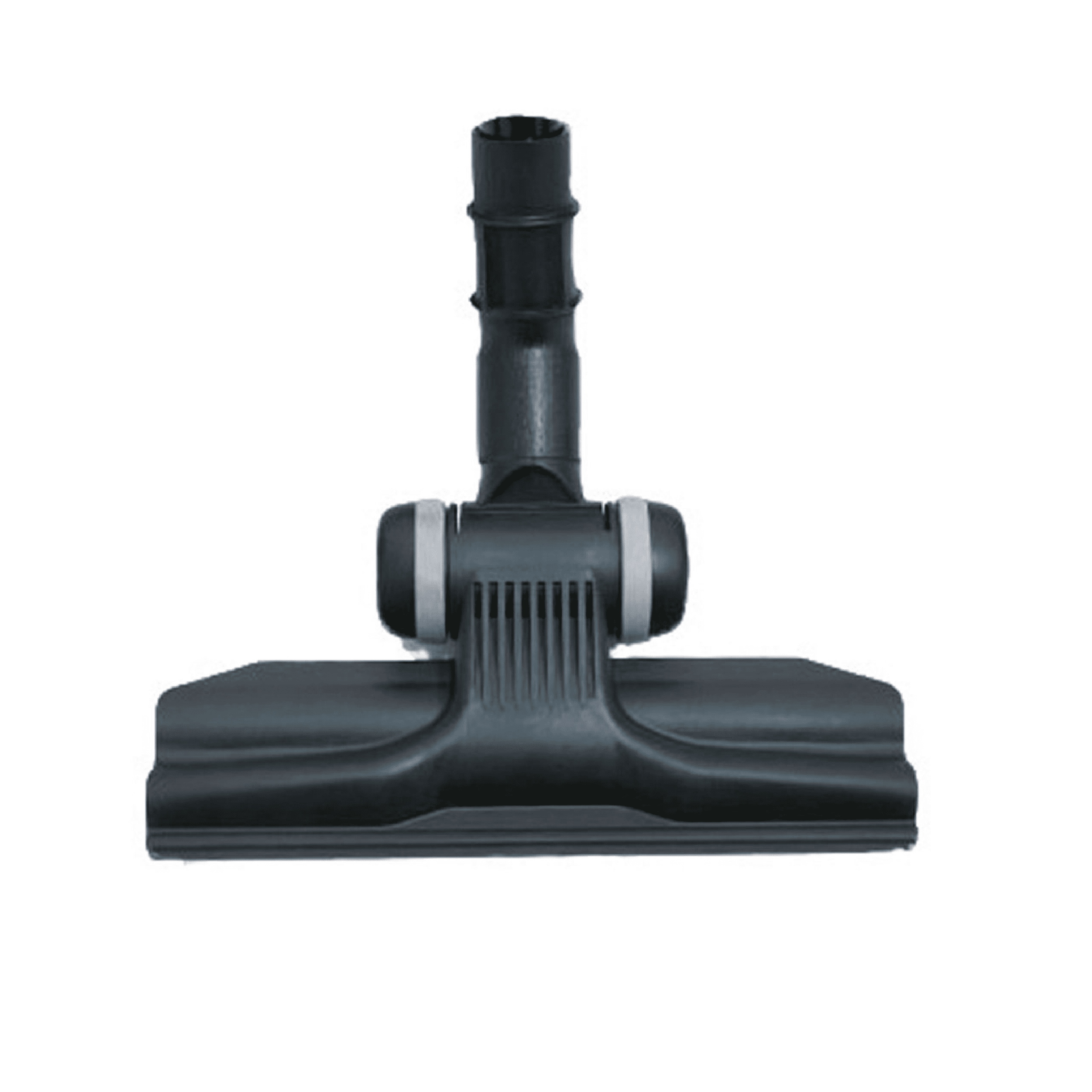 Dunkelgraue Bodendüse für Staubsauger, mit Rollen und Anschlussstück, ideal für die professionelle Bodenreinigung. Dunkelgraue Bodendüse für Staubsauger, mit Rollen und Anschlussstück, ideal für die professionelle Bodenreinigung.