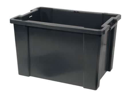 Schwarze Aufbewahrungsbox zum Organisieren von Gegenständen Schwarze Aufbewahrungsbox mit offener Oberseite und stabilem Design zum Organisieren von Gegenständen.