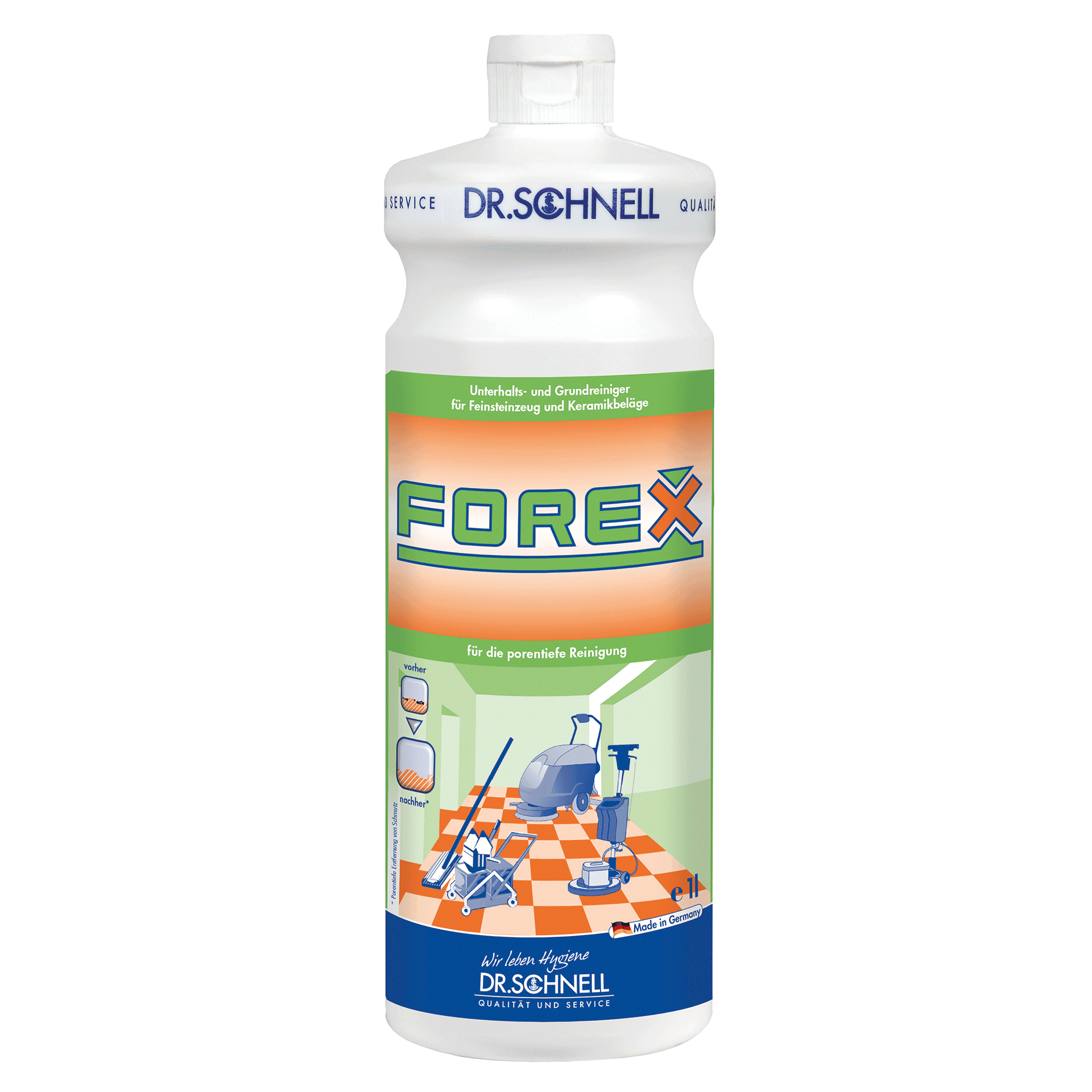 Dr. Schnell Forex Bodenreiniger Dr. Schnell Forex Bodenreiniger in der 1-Liter-Flasche zur professionellen Tiefenreinigung von Keramikfliesen und -oberflächen