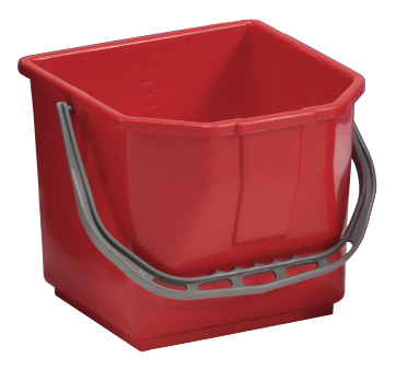 TTS Cleaning rechteckiger 15-Liter-Eimer in Rot mit grauem Kunststoffgriff