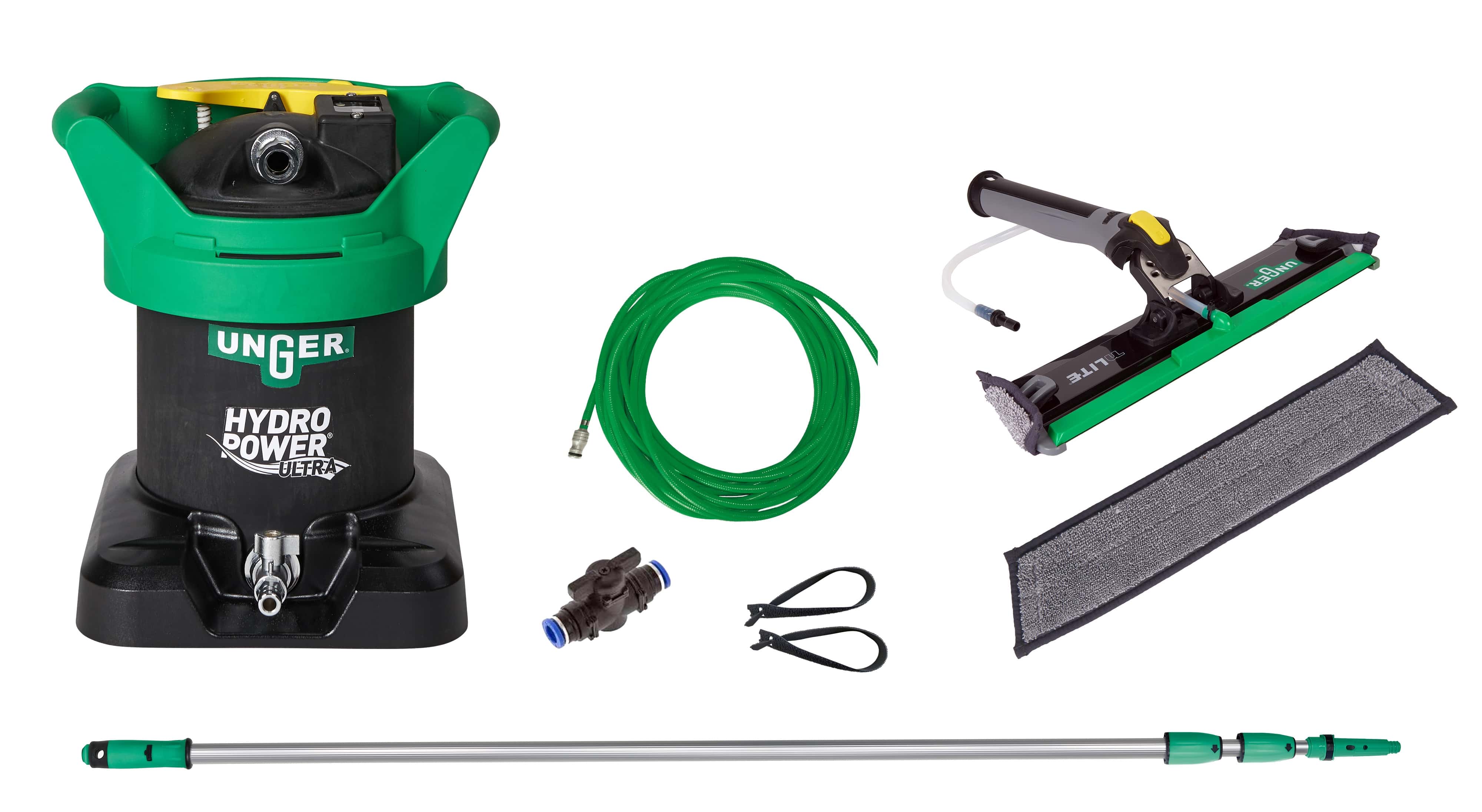 Unger HydroPower Ultra Reinigungssystem Unger HydroPower Ultra Wasserfiltersystem mit Reinigungszubehör, Schlauch und Teleskopstange für die professionelle Reinigung