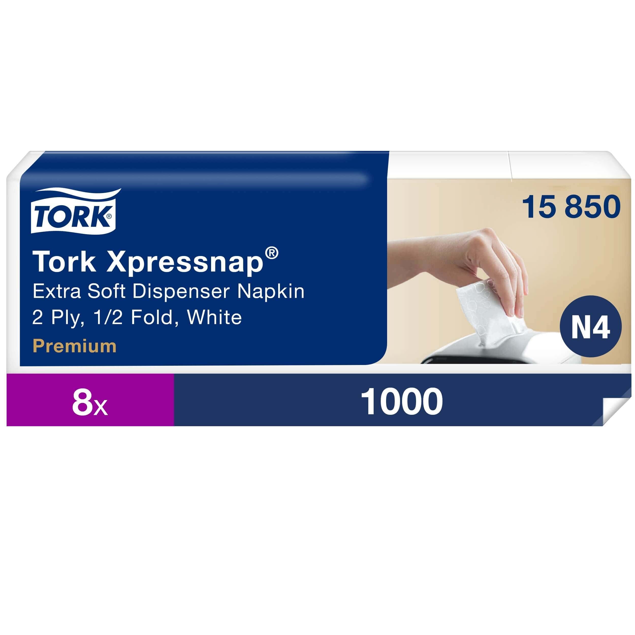 Tork Xpressnap Extra weiche Spenderservietten Tork Xpressnap extra weiche 2-lagige weiße Spenderservietten in einer Packung mit 1000 Stück für den professionellen kommerziellen Gebrauch