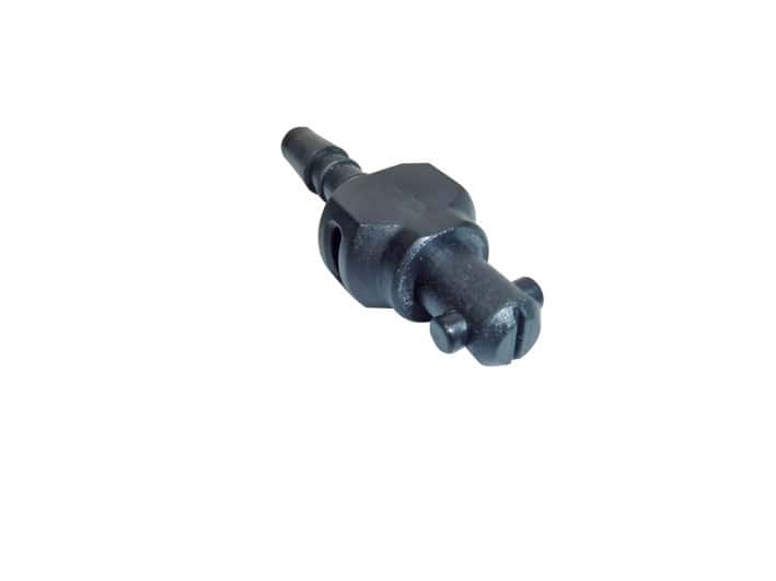 Schwarzer Sprühdüsenadapter für Reinigungsgeräte Schwarzer Sprühdüsenadapter für Reinigungsgeräte mit sechseckigem Körper.