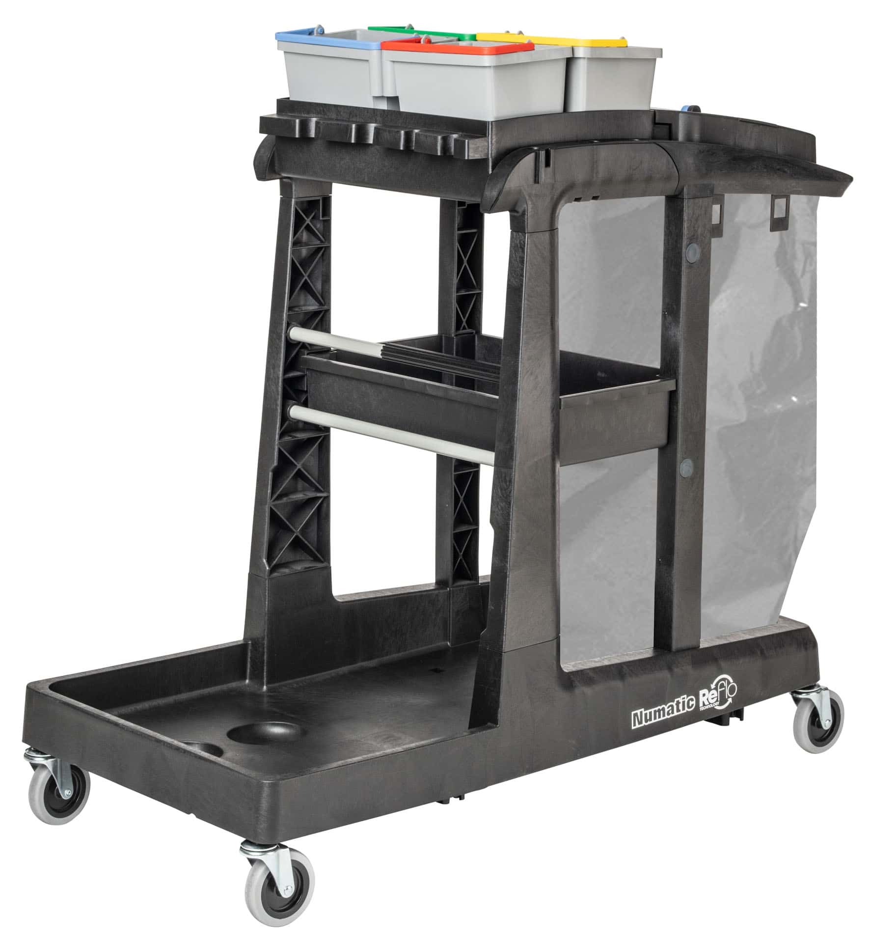 Numatic EcoMatic EM 3 Reinigungswagen Numatic EcoMatic EM 3 Reinigungswagen mit farbigen Behältern und Rädern