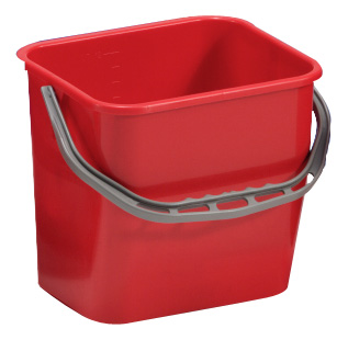 TTS Cleaning rechteckiger roter 12-Liter-Eimer mit grauem Kunststoffgriff