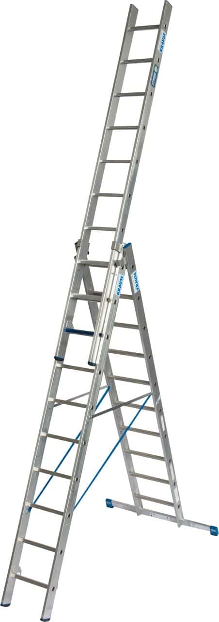 KRAUSE Profi-Mehrzweckleiter aus Aluminium KRAUSE Profi-Mehrzweckleiter aus Aluminium mit drei Abschnitten und zehn Sprossen.
