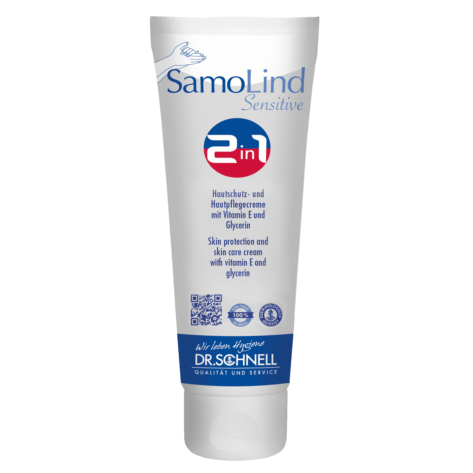 SamoLind Sensitive 2 in 1 Hautpflegecreme SamoLind Sensitive 2 in 1 Hautschutz- und Pflegecremetube von Dr. Schnell für professionelle Händehygiene und -pflege