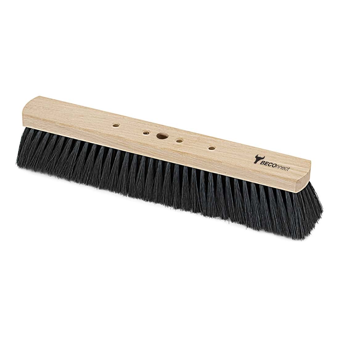 Borstenbesen mit Holzgriff Borstenbesen mit Holzstiel und schwarzen Borsten zum Reinigen.