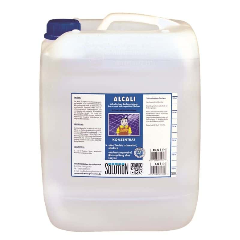 Alkali Bodenreiniger Konzentrat im 10 Liter Kanister mit blauem Schraubverschluss für professionelle Bodenreinigung Alkali Bodenreiniger Konzentrat im 10 Liter Kanister mit blauem Schraubverschluss für professionelle Bodenreinigung