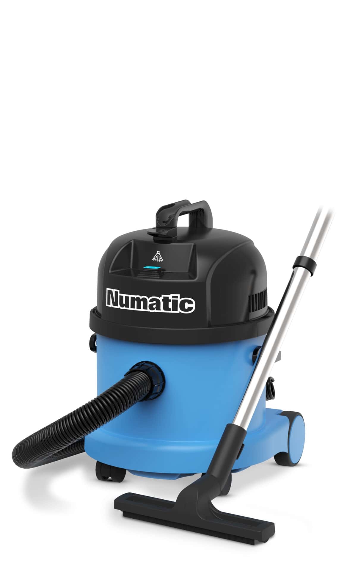 Numatic Trockensauger mit blauem Gehäuse und Saugschlauch für professionelle Reinigungseinsätze Numatic Trockensauger mit blauem Gehäuse und Saugschlauch für professionelle Reinigungseinsätze