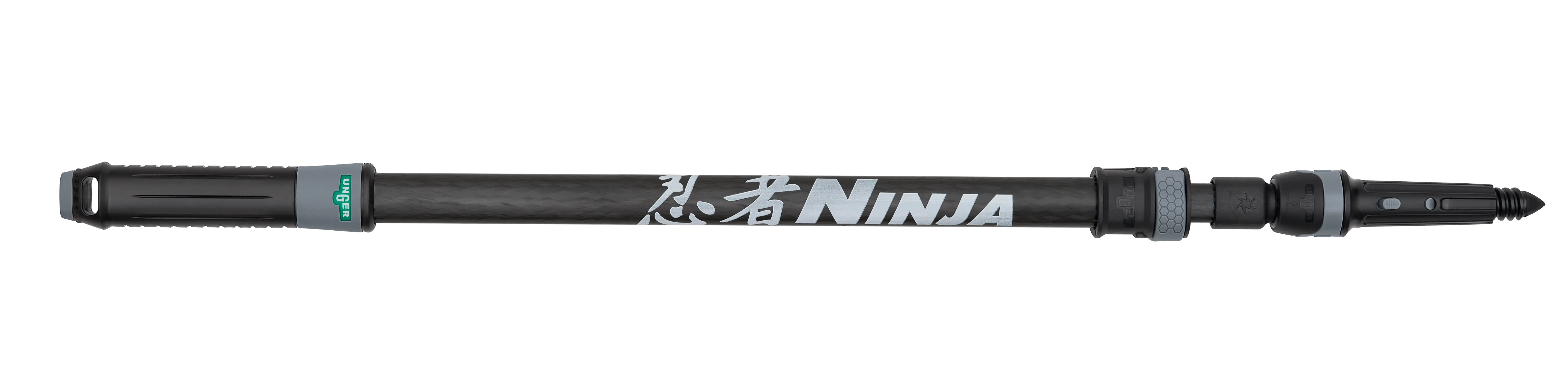 Unger Ninja Teleskopstange aus Carbon mit schwarzem Griff und grauen Elementen für professionelle Fensterreinigung
