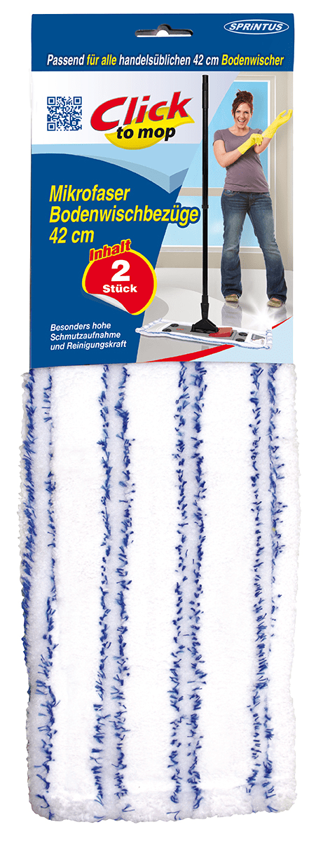 Sprintus Mikrofaser-Moppbezüge 42 cm Sprintus Mikrofaser-Moppbezüge in Verpackung, geeignet für 42-cm-Mopps.