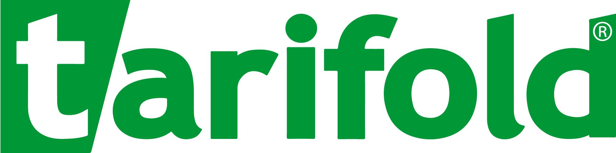 Tarifold-Markenlogo in grüner und schwarzer Schrift auf weißem Hintergrund