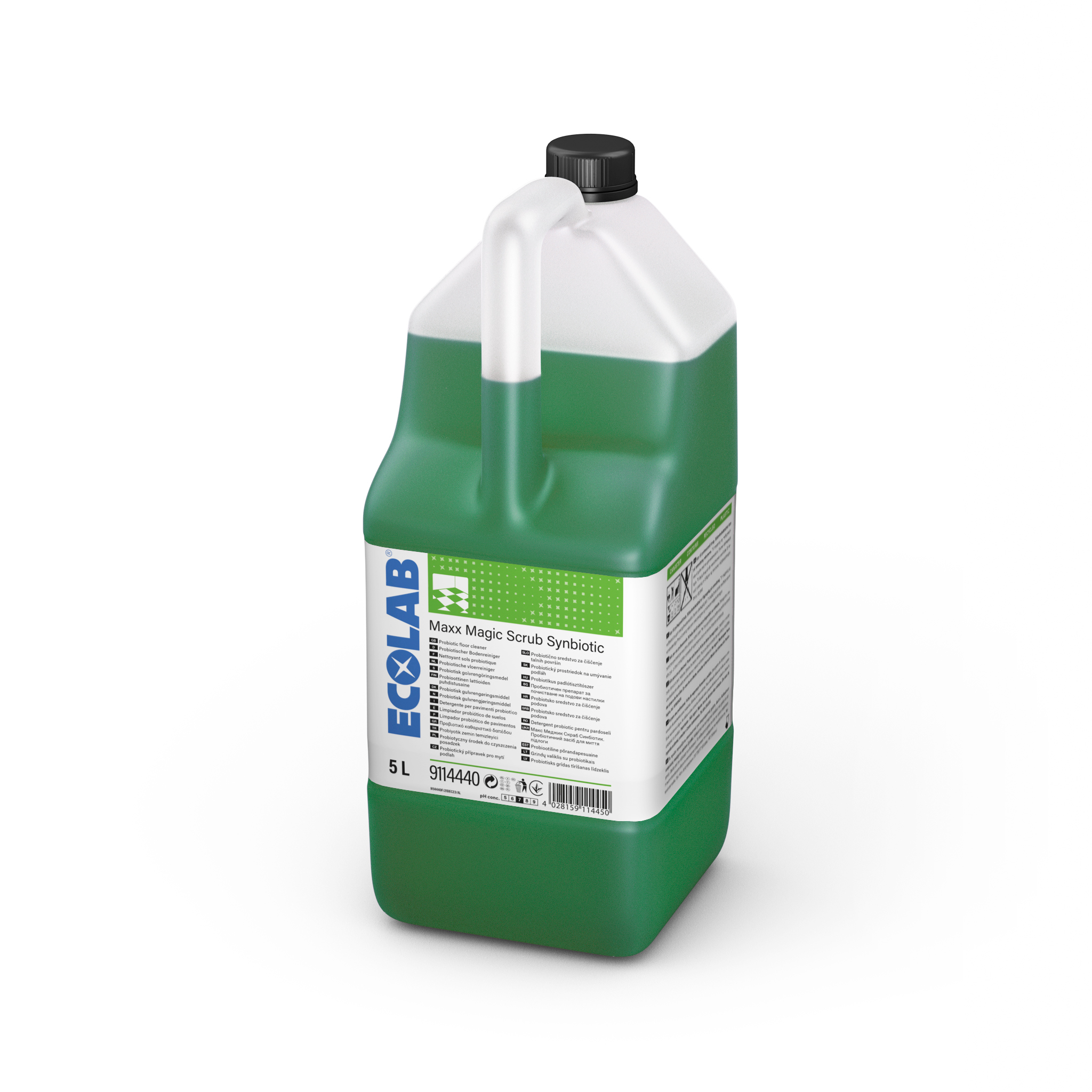 Ecolab Maxx Magic Scrub Synbiotic Bodenreiniger im 5-Liter-Kanister für die professionelle gewerbliche Bodenreinigung
