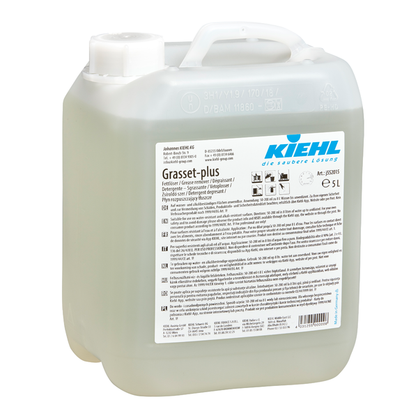 Kiehl Grasset-plus Entfetterkanister Kiehl Grasset-plus im 5-Liter-Kanister mit Produktetikett.