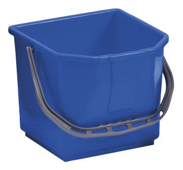 TTS Cleaning rechteckiger blauer 15-Liter-Eimer mit grauem Kunststoffgriff