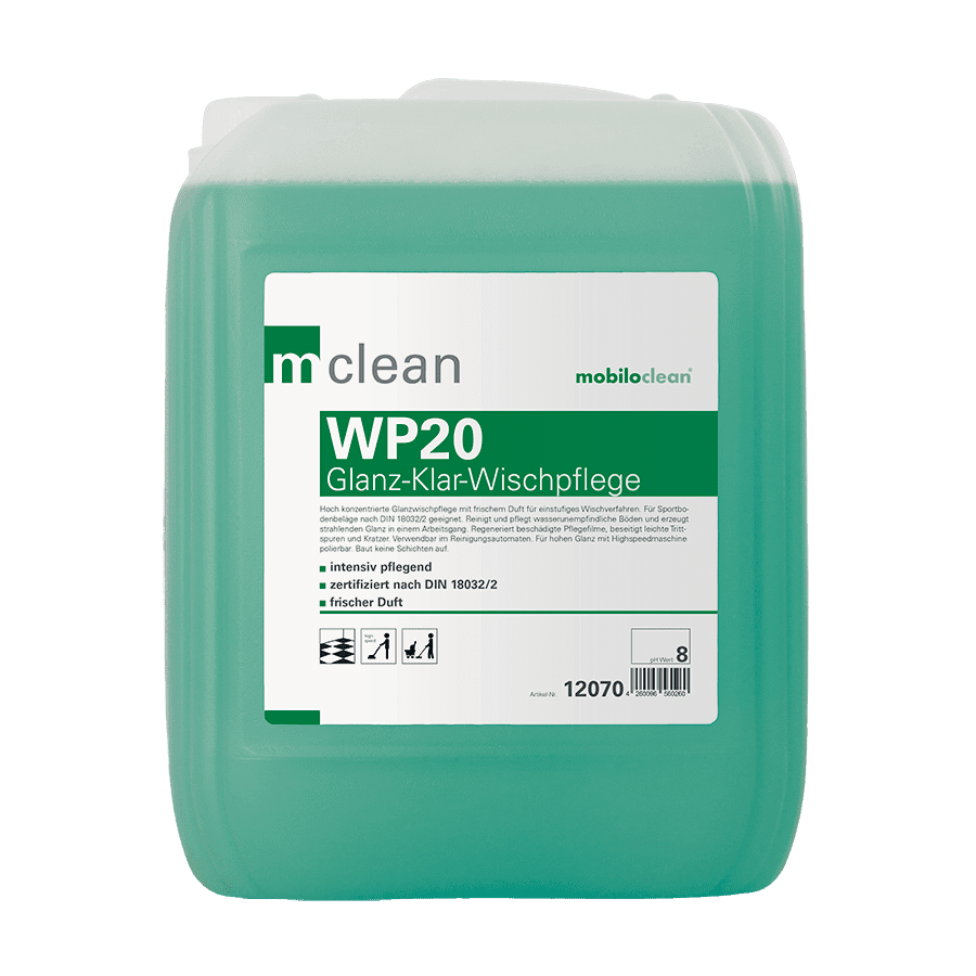 Mclean WP20 Bodenreiniger-Kanister Mclean WP20 Bodenreiniger im grünen Kanister mit weißem Etikett für die professionelle Bodenreinigung und -pflege