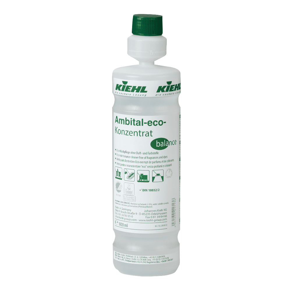 Kiehl Ambital Eco Balance Unterhaltsreiniger Kiehl Ambital eco balance Unterhaltsreiniger in der 1000 ml Dosierflasche für professionelle Bodenreinigungsanwendungen