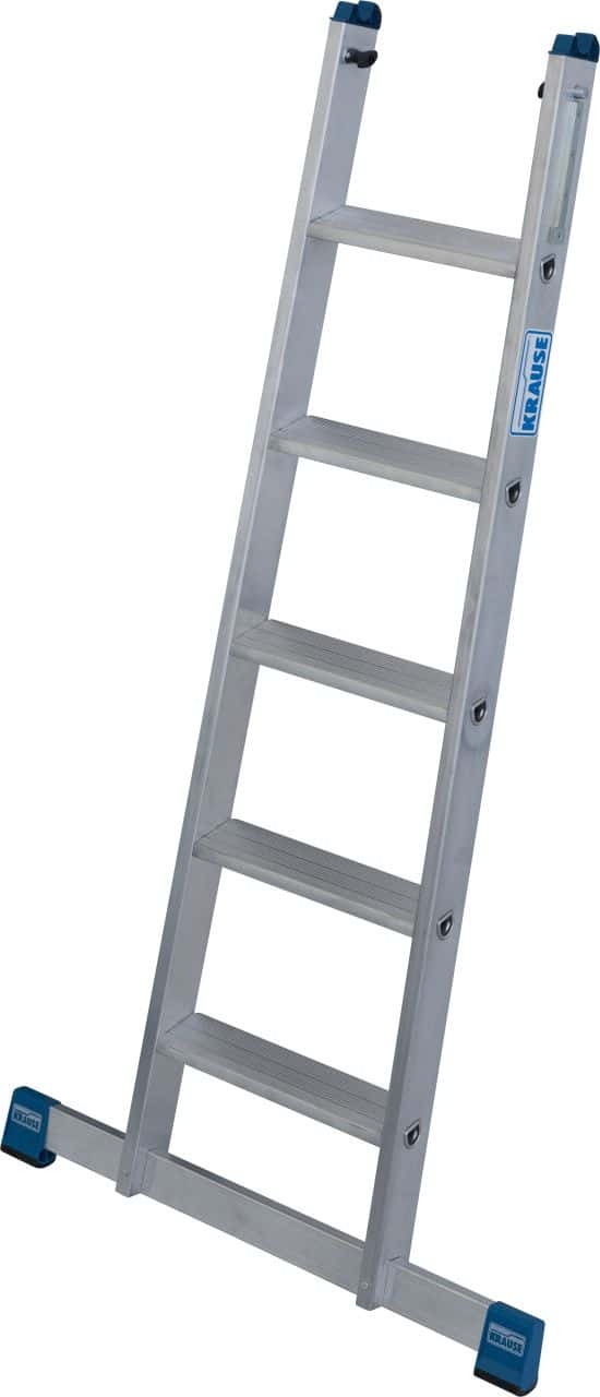 KRAUSE Aluminiumleiter mit sechs Stufen KRAUSE Aluminiumleiter mit sechs Stufen und blauen Gummifüßen.