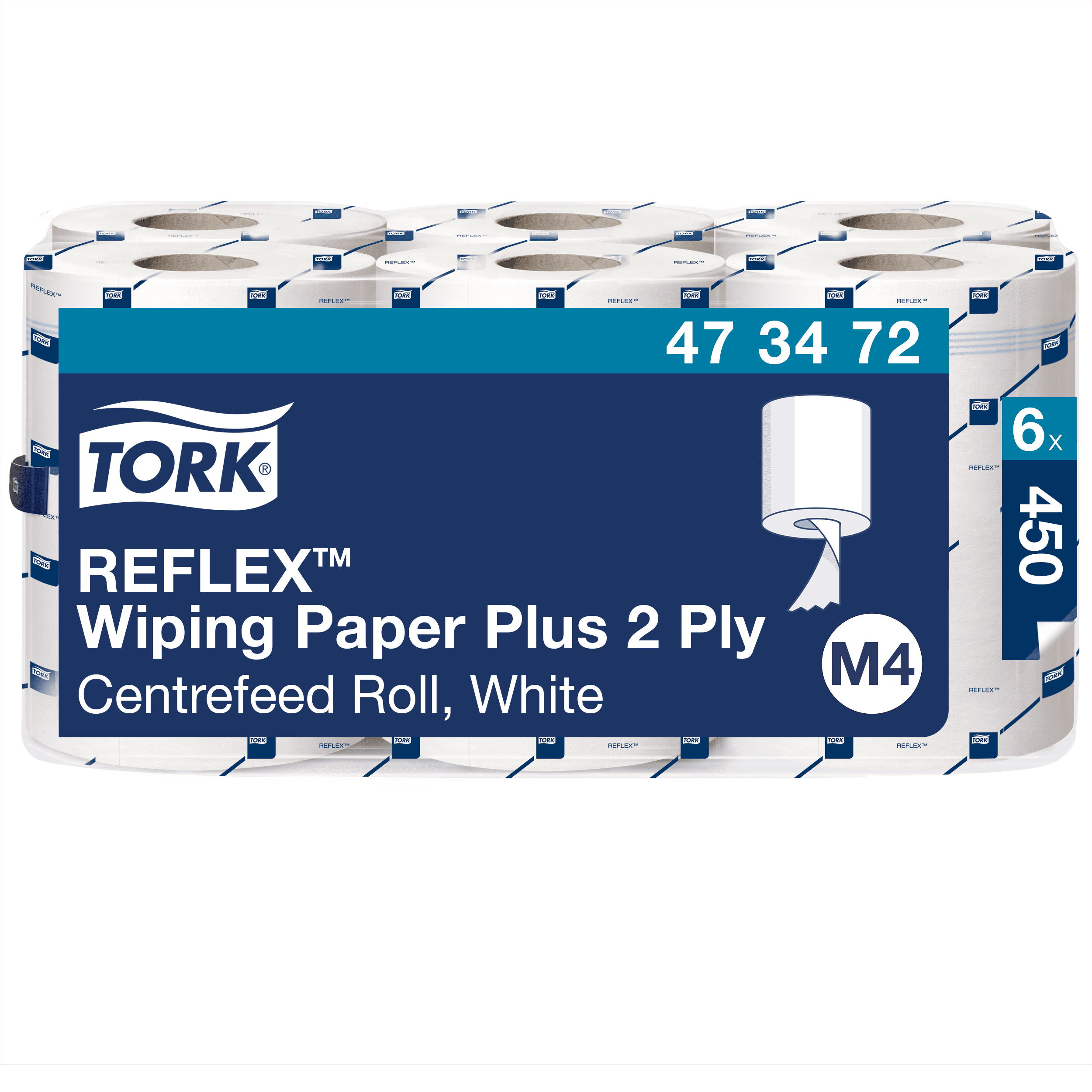 Tork Reflex Wischpapier Plus 2-lagig Tork Reflex Wischpapier Plus 2-lagige Rolle mit Zentraleinzug in weißer Verpackung