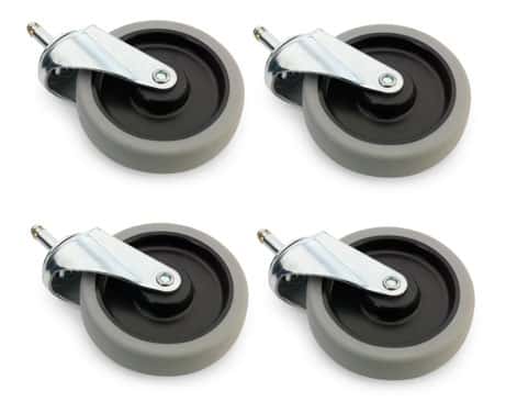 Numatic 125 mm graues Lenkrollen-Set Set aus vier grauen 125-mm-Lenkrollen mit Metallhalterungen.