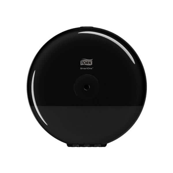 Tork SmartOne Toilettenpapierspender Schwarz Tork SmartOne Toilettenpapierspender im runden schwarzen Design für professionelle Waschräume und Hygienebereiche