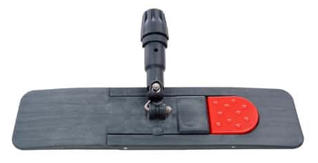 Schwarzer Mopphalter mit rotem Fußpedal Schwarzer Mopphalter mit Drehgelenk und rotem Fußpedalmechanismus für die effiziente Bodenreinigung in der Gebäudewartung