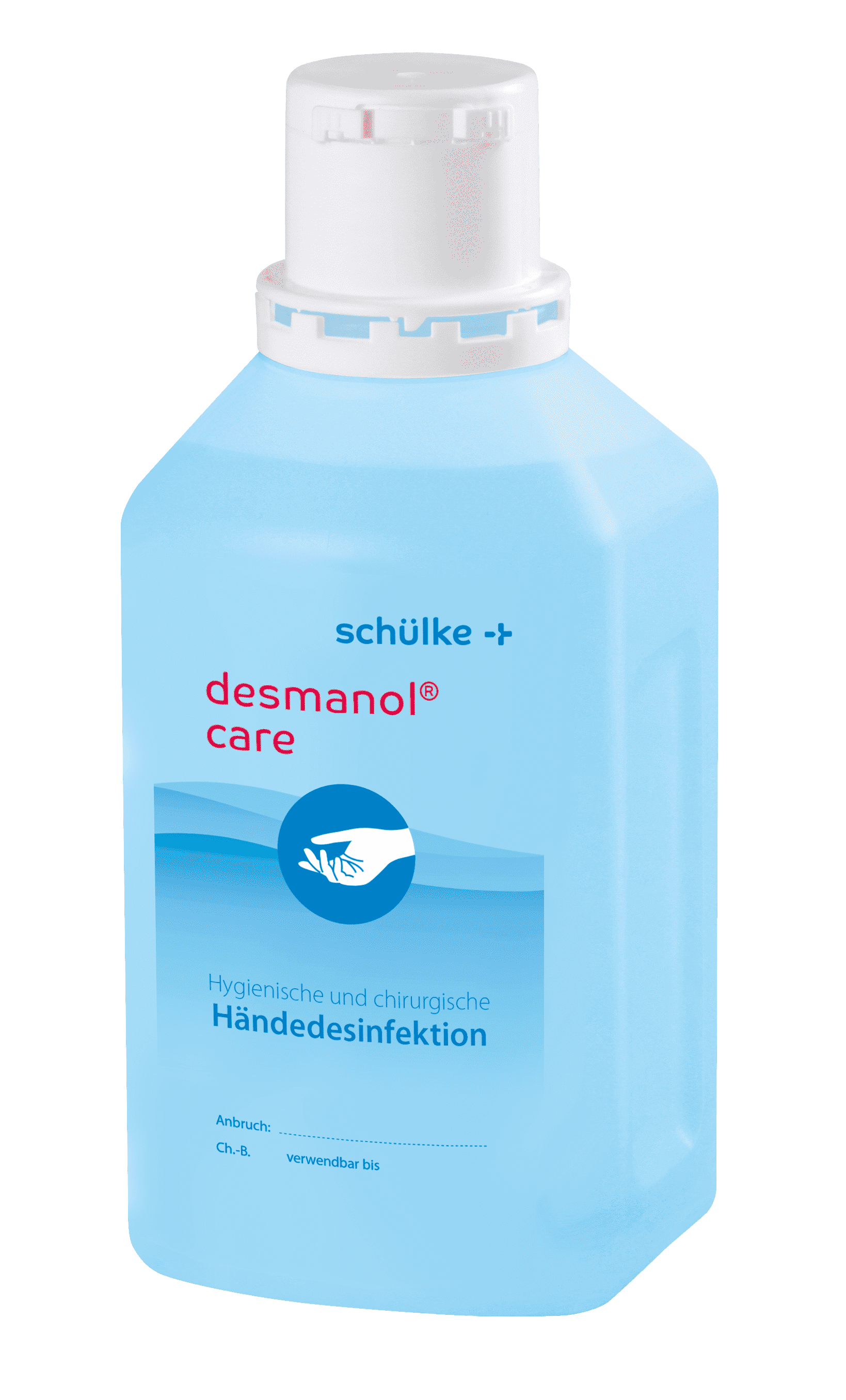 Desmanol Care Händedesinfektionsflasche Desmanol Care Händedesinfektionsmittel in einer blauen Flasche mit weißem Verschluss.