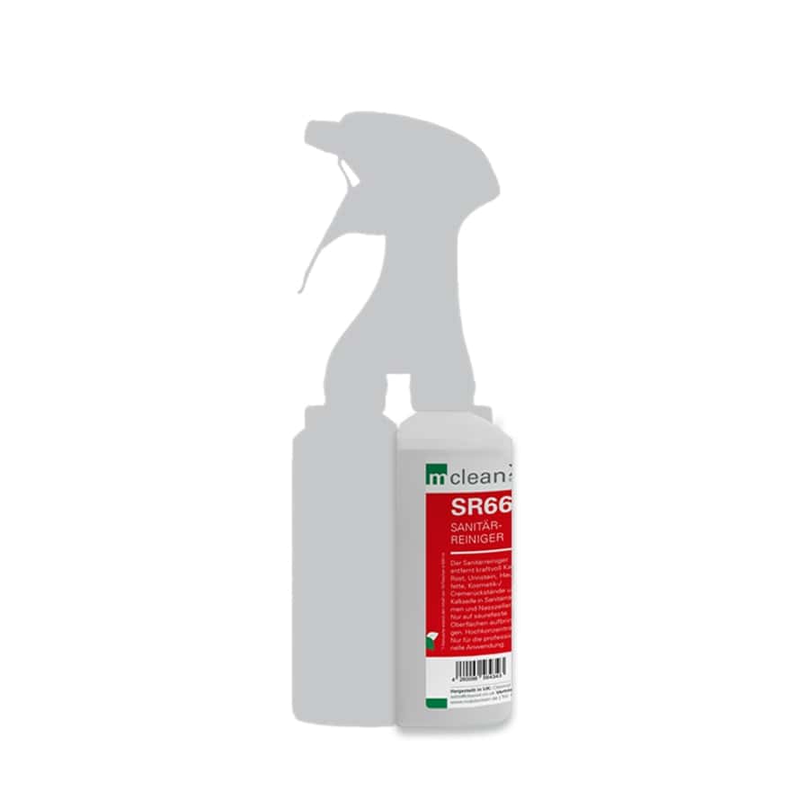 Mclean SR66 Sanitärreiniger-Sprühflasche Mclean SR66 Sanitärreiniger in der Sprühflasche mit rotem Etikett für die professionelle Reinigung im Sanitärbereich