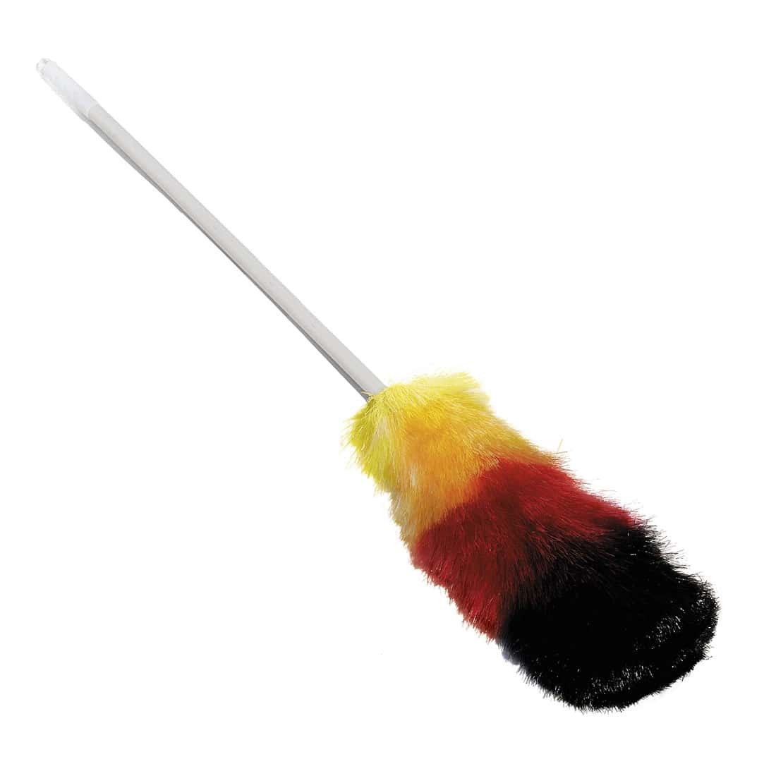 Staubwedel mit Teleskopstiel und farbigen Fasern in Schwarz, Rot und Gelb für die Gebäudereinigung Staubwedel mit Teleskopstiel und farbigen Fasern in Schwarz, Rot und Gelb für die Gebäudereinigung