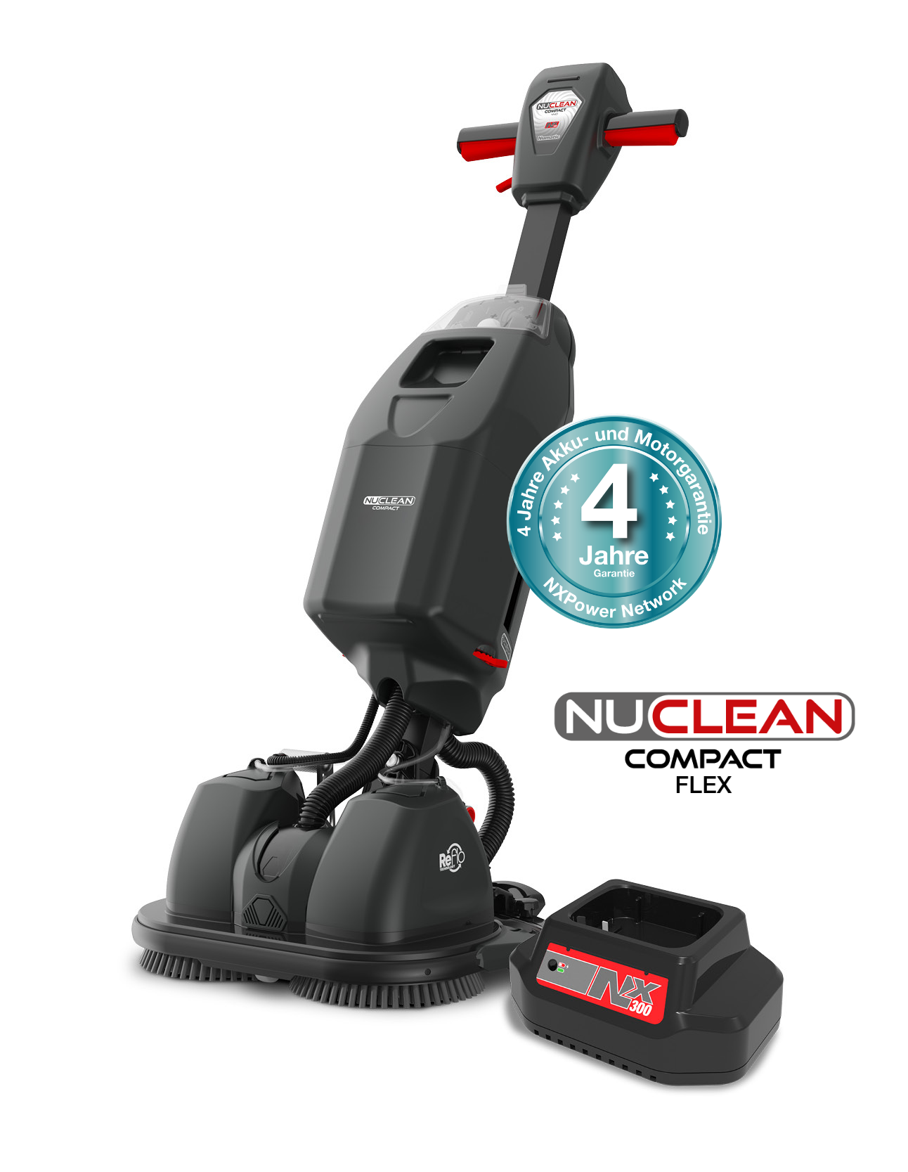 Numatic NCC440NXF Flex Bodenwäscher Numatic NCC440NXF Flex Bodenscheuersaugmaschine mit Doppelbürsten und Batteriefach.